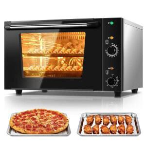 상업용 컨벡션 오븐 FOHERE, 레스토랑, 카페 및 식품 산업을 위한 베이킹 트레이 2개가 있는 50Qt 대용량 전기 오븐, 2400W 고출력, 120분 타이머 122-572