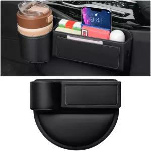 KHGUZ 가죽 카시트 갭 필러 정리함 조절 가능한 차량 측면 보관함 휴대폰용 오토 프론트 시트 틈새 캐처