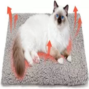 실내 고양이를 위한 PatientsET 셀프 워밍 캣 침대 14인치 x 20인치 - 아늑한 플리스 온열 패드 소형