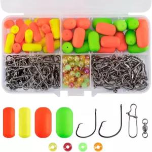 닥터피쉬 200피스 폼파노 리그 제작 키트 서핑 낚시 액세서리 부품 스넬 플로트 구슬 서클 후크 소금물