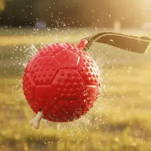 퍼즐 에코 고무 척 트리트 축구공 - 빨간색 오래 지속되는 개 씹는 장난감 공격적인 장난감을 위한 튼튼한