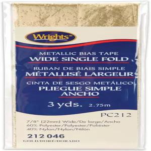 라이트 싱글 폴드 레임 바이어스 테이프 7인치/8인치 X3yd 골드