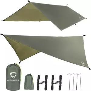 해먹과 텐트를 위한 골드 아머 레인플라이 타프 12x10피트 방수 경량 캠핑 액세서리 서바이벌 장비