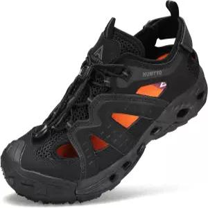 HUMTTO 남성용 양서류 폐쇄형 토 하이킹 샌들 빠르게 건조되는 워터 슈즈 미끄럼 방지 운동 조절 야외