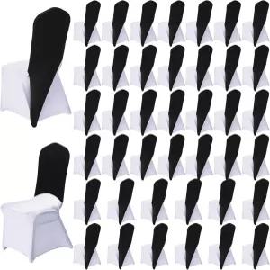마인드소프트 40개 의자 캡 커버 스판덱스 후드 새시 모자 밴드 접이식 신축성 결혼식 연말 연회 파티 축하