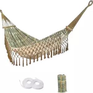 파티오 해변 정원 웨딩 장식(카키)에 적합한 아름다운 보호 스타일 해먹 보헤미안 야외 휴대용 2인용