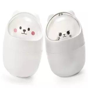 그네 뚜껑이 있는 예스랜드 2팩 데스크탑 미니 쓰레기통 귀여운 곰돌이 플라스틱 가정 사무실 주방 화장대