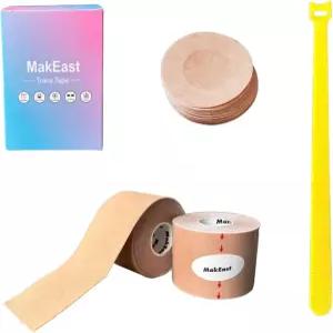 맥이스트 2 롤 전이용 트랜스 테이프 가슴 바인딩 라텍스 프리 FTM 바인더 니플 커버 포함 2인치 X