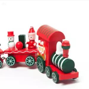 키템 크리스마스 원목 기차5칸 미니어처 기차 크리스마스 장식