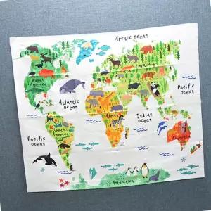 지도 벽걸이 세계 동물창문가리개 인테리어천 티비
