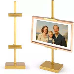 다광 1pcs 조절 가능한 액자용 테이블탑 이젤 스탠드 디스플레이용 액자 골드 아트 이젤.(18인치 골드)