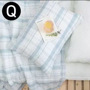 [콩심팥심]샤브레 여름 간절기 이불 패드세트 슈퍼싱글 Q 블루