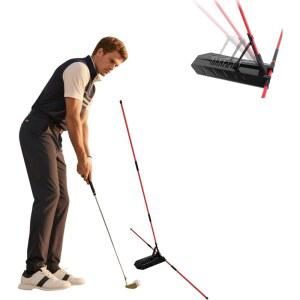 [미국배송] 골프 얼라인먼트 스틱 홀더 및 스윙 트레이너 - 실내 실외 드라이빙 레인지 사용을 위한 안전한 잠금 베이스가 있는 휴대용 연습 보조 도구