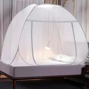 원터치 모기장 180x200cm 그레이 공원 프레임 야외