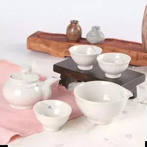 녹차잔 청화 베이지톤 다기 다도 3인세트