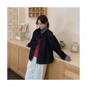 여성 자켓 활성 나염 데님 패딩 쇼트 코트 겨울 체크 상의 OP4