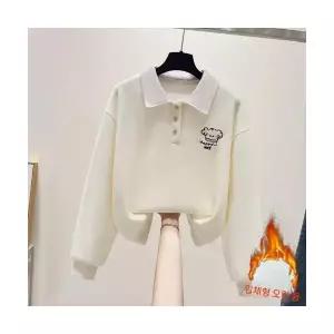 여성 세련도도녀 맨투맨 세 주니어 가을 겨울 이너 중학생 기모 도톰 OOTD4