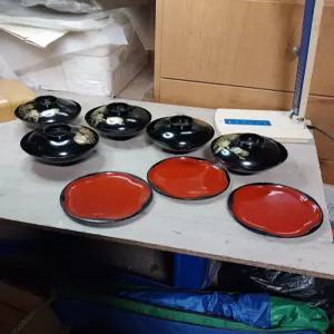 1960년대 일본 빈티지 플라스틱 밥그릇과 접시 일괄