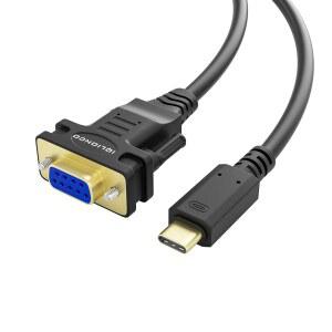 IQlionco 12FT USB-C to RS232 어댑터(FT232RL 칩셋 포함), Windows 11, 10, 8, 7, Vista, XP, 2000, Linux 및 Mac OS와 호환되는 USB 2.0 여성 시리얼 케이블