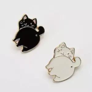 [골드스마일]보호단체고양이브로치 미니 브로치 흰색 포인트 옷뱃지