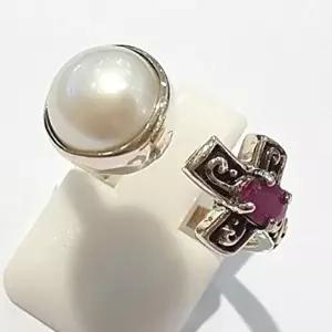 [셀러허브 패션][블루케이] A급십자가 진주루비 원석 반지 210711-02n