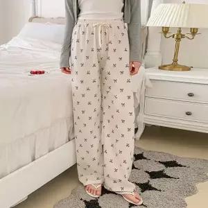 여성 기모 리본 잠옷바지 홈웨어 통바지 -WHP0012- 겨울
