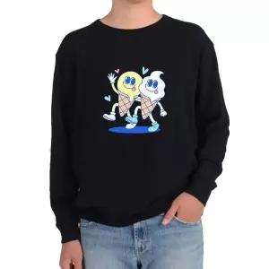 기모맨투맨 아이스크림 친구 콘 커플 FRIEND COUPLE그림 다양한 색상 사이즈 (WFKB2HT)