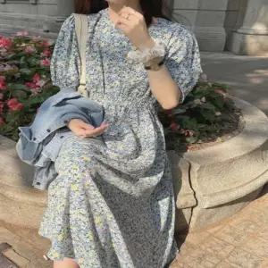 여자원피스 반팔원피스 반팔 쿨원피스 플라워 밴딩 플라워패턴원피스 허리