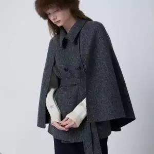 DEWL 헤링본 케이프 코트 869875