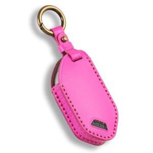 [미국배송] 키체인 키리스 엔트리 원격 스마트 키 프로텍터가 장착된 기아 텔루라이드 액세서리 2023 2024용 KEAIKE 로즈 키포브 커버 핏 EV9 5버튼 가죽 쉘 케이스