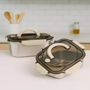 냉동 김치통 2100ml 냉장 2종세트 전자렌지용 밀폐 사각 1700 스텐 용기