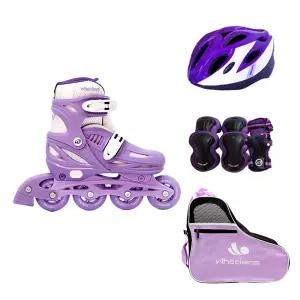 휠러스 아동용 에이스2 인라인스케이트 + 가방 + 보호대 + 헬멧 콤보 세트