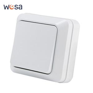 흰색 1 갱 단방향 스프레이 플라스틱 로커 스위치 버튼 전등 EU 표준 벽걸이 형 난연성 OnOff 클래식 웨이