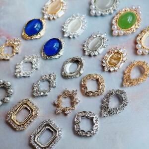 타원형 드롭 할로우 네일 참 주얼리  부품 보석 크리스탈 라인석 아트 장식 액세서리 로트당 10개