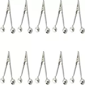 JCBIZ 10PCS 낚싯대 알람 벨 작은 물고기 클립 금속 낚시 트윈 물림 바다 낚싯대용 더블 스프링 클립온