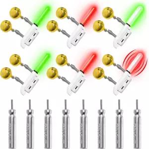 덩크팀 6PCS 야간 낚시 공격 경보 글로우 스틱 물림 벨이 있는 LED 8PCS CR425 배터리가