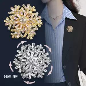 360도 의류 개별박스포장 브로치핀 선물 겨울 회전 핀 코사지 눈송이