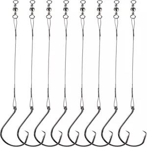 Uxwuy 낚시 서클 오프셋 후크가 있는 메기 배스용 소금물 50pcs 리더 후크 리그