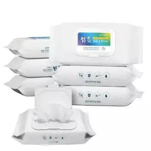 맑음 살균 소독티슈 72매 x 6개 에탄올 70%