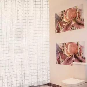 [콩심팥심]화이트 체크 샤워 커튼 중