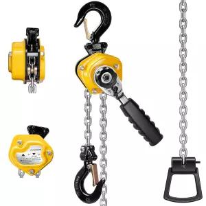 비보홈 체인 호이스트 1톤 10피트 옐로우 G80 망간 강철 체인이 장착된 레버 차고 창고 및 자동차 작업용