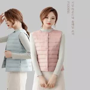 라운드넥 솜패딩 조끼 3컬러 방한 경량 베스트 남자 여자 겨울 초경량 등산 얇은 캠핑