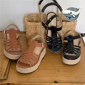 [하프클럽/]여름 스트랩 웨지힐샌들 발목 조절 편한 샌들