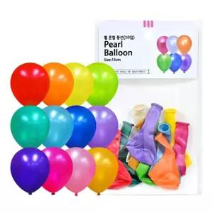 펄풍선 15cm 혼합색 10개입 파티 장식 생일 클럽 인테리어