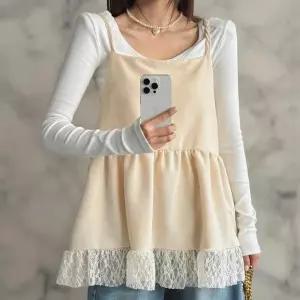 [신세계라이브쇼핑][옷자락] 여성 레이스 프릴 뷔스티에 백리스 끈 나시