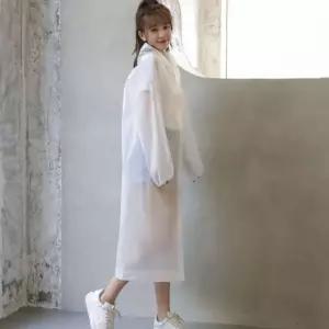 남녀공용 우비 레인코트 다회용 EVA 화이트