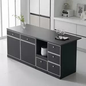 나무뜰 오드 미드센츄리 E0 폭깊은 광파오븐 서랍 렌지 아일랜드 홈바 식탁 2000X750 MWF426C