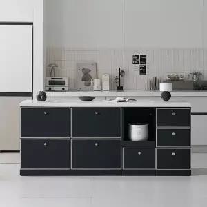 나무뜰 루넬 미드센츄리 E0 인조대리석 폭깊은 광파오븐 서랍 렌지 아일랜드 홈바 식탁 2000 MWF407C