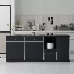 나무뜰 오드 미드센츄리 E0 폭깊은 광파오븐 수납 렌지 아일랜드 홈바 식탁 2000X600 MWF421C