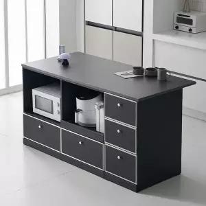 나무뜰 노바 미드센츄리 E0 폭깊은 광파오븐 서랍 아일랜드 홈바 식탁 1600X750 MWF373C